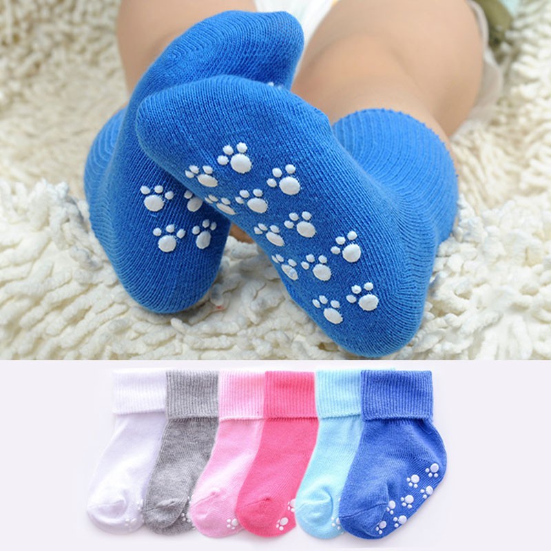 Vớ Cotton Dài Mềm Mại Co Giãn Thoáng Khí Chống Trượt Màu Kẹo Ngọt Dành Cho Trẻ Em