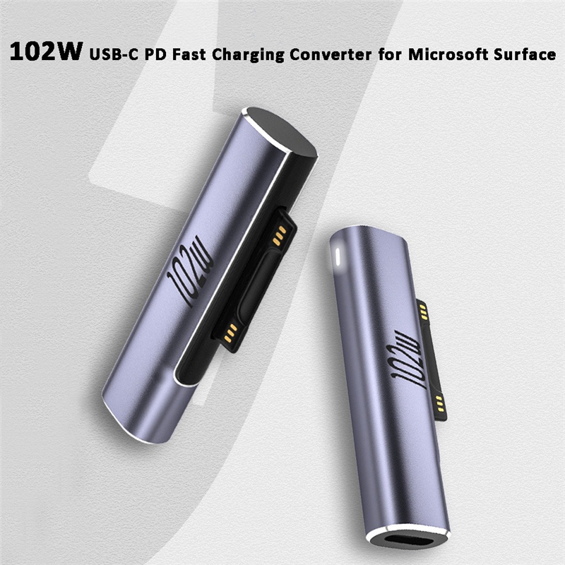 Phích Cắm Sạc Nhanh 102W USB Type C PD Cho Microsoft Surface Pro 8 7 6 5 4 3 Go Surface Book 1 2 3