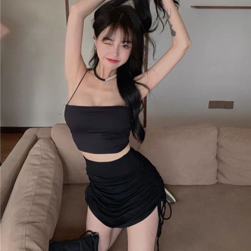 Sét hai món chân váy ôm body rút dây kèm áo dây cực xinh