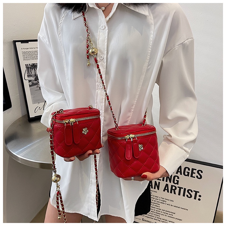 IELGY Túi Đeo Vai Hình Vuông Cỡ Nhỏ Họa Tiết Hình Thoi Phối Dây Xích Thời Trang Cho Nữ