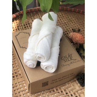 Khăn Mặt tơ tằm 3 lớp màu trắng CỔ CHẤT SILK cao cấp dành cho da nhạy cảm 100% tự nhiên, dành cho cả trẻ sơ sinh