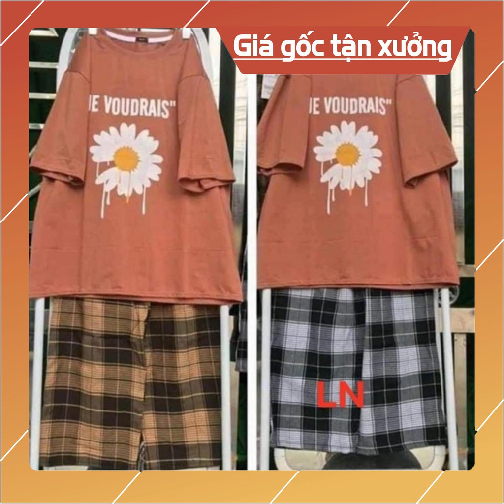 Sét áo hoa cúc chảy chữ+ quần kẻ LN12