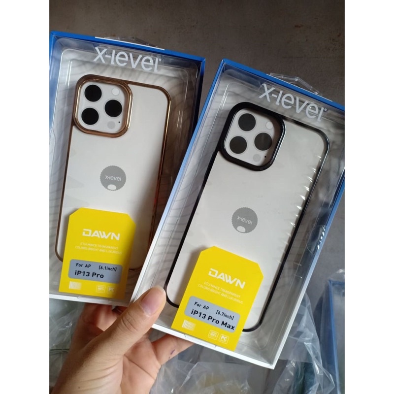 Ốp lưng trong cứng viền màu X-Level cho iPhone 13 Mini, 13, 13 Pro, 13 Pro Max viền mạ crow sang trọng không ố màu