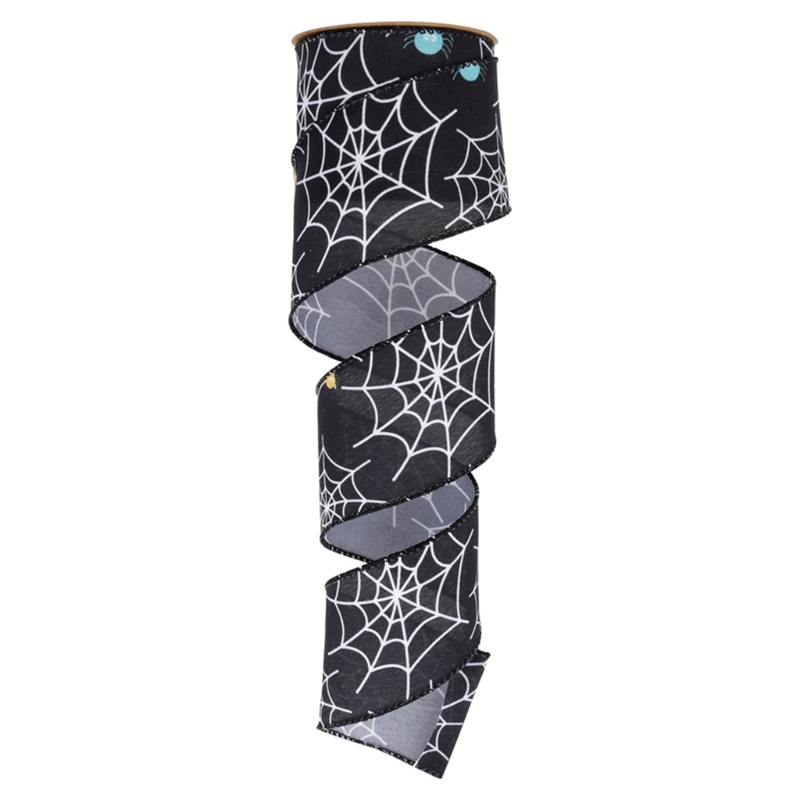 Set 6 Cuộn Ruy Băng Polyester In Họa Tiết Halloween Dùng Gói Quà Trang Trí