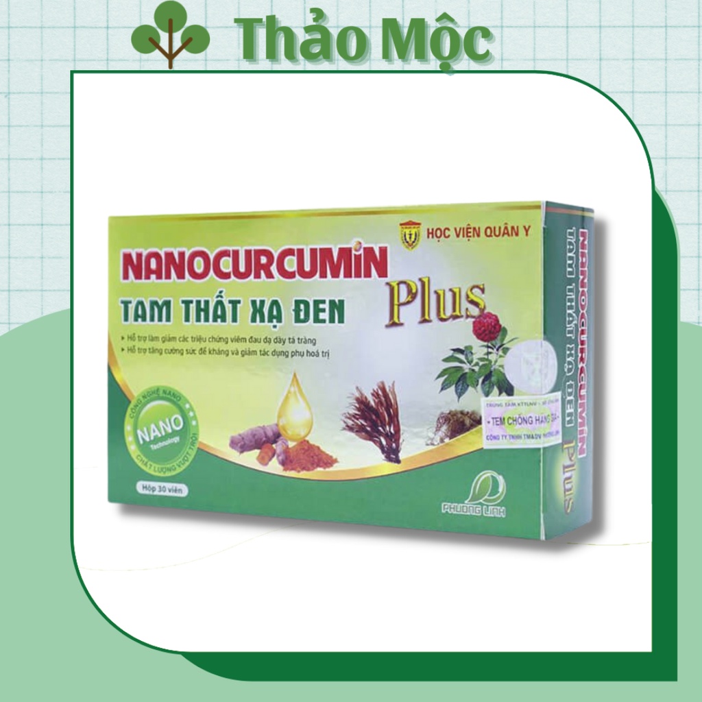 Nano Curcumin Tam thất xạ đen PLUS [ CHÍNH HÃNG ] Học viện quân y - Hỗ trợ giảm viêm, đau dạ dày