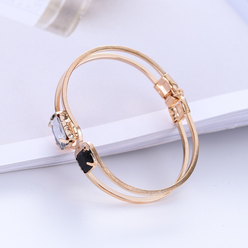 Vòng tay đính đá màu trắng đen phong cách Hàn Quốc thời trang xinh xắn