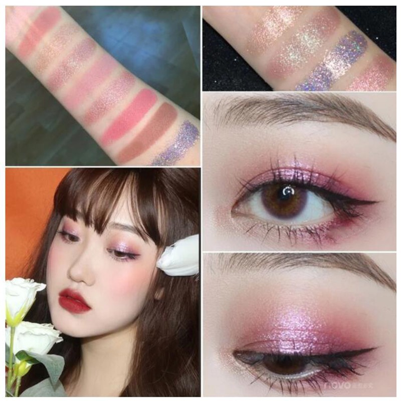 Bảng phấn mắt SUAKE DERF 9 màu lì và ánh nhũ kết hợp trang điểm kháng nước lâu trôi