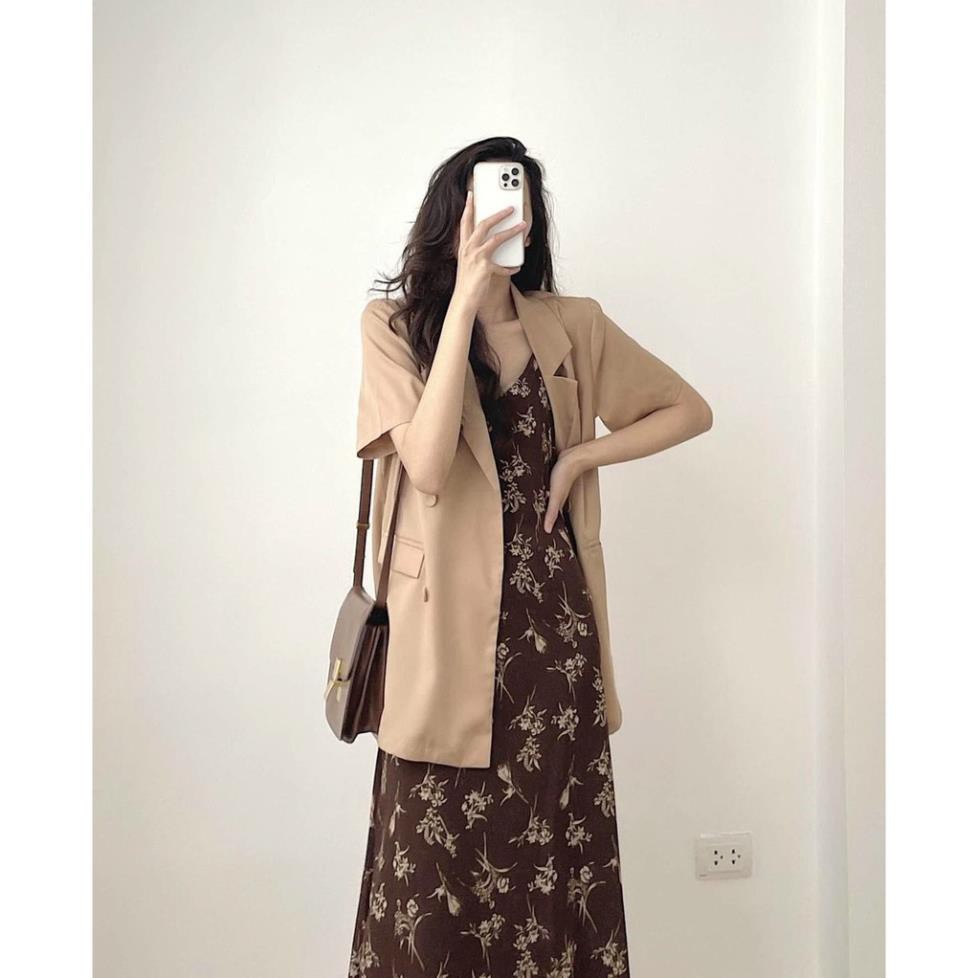 Áo Vest Đũi Tay Lỡ  Blazer Khoác Form Rộng Cá Tính Hàn Quốc Màu ĐEN | NÂU | BE Hàng QC LOẠI 1 SIÊU HOT | BigBuy360 - bigbuy360.vn