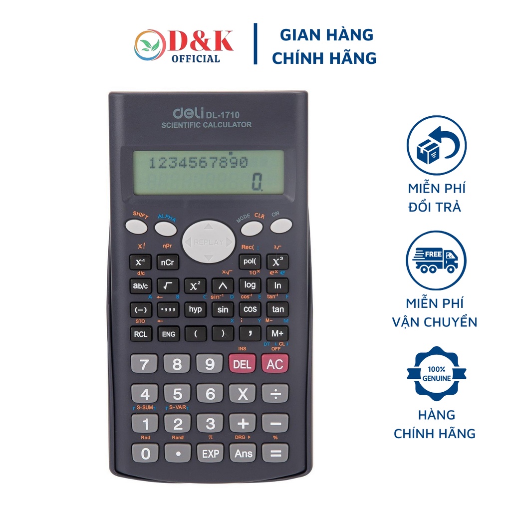 Máy Tính Kỹ Thuật Bỏ Túi Deli 12 Số W1710 Siêu Bền Giá Rẻ Phù Hợp Với Học Sinh Và Văn Phòng