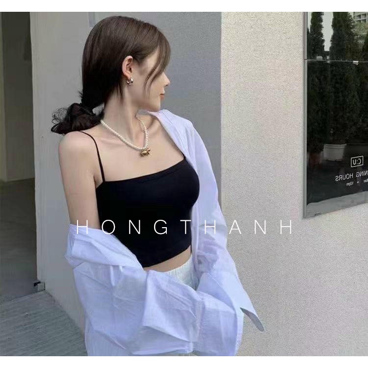 Áo ngực bralette 2 dây cotton dáng quây có đệm, mặc nhà, mặc đi biển, mặc trong vest