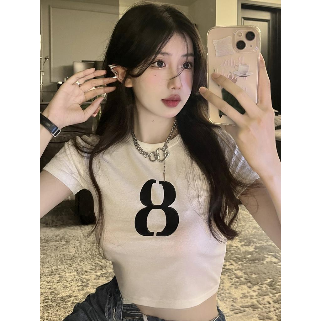 Áo Thun Dáng Ngắn Cổ Tròn Ngắn Tay In Hình Cá Tính 62652