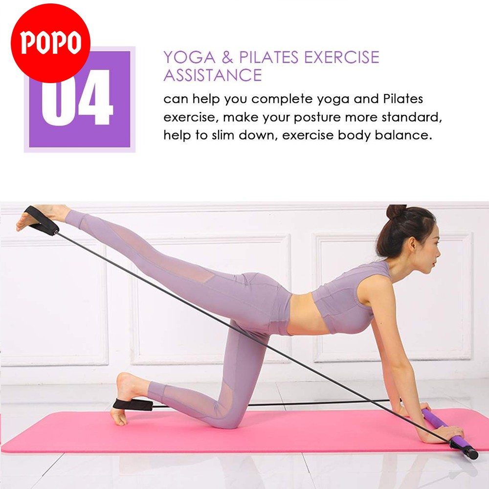 Gậy Tập Pilates POPO YGW15 Có Dây Kháng Lực tập YOGA, Tay Lưng Ngực Mông Chân Đùi