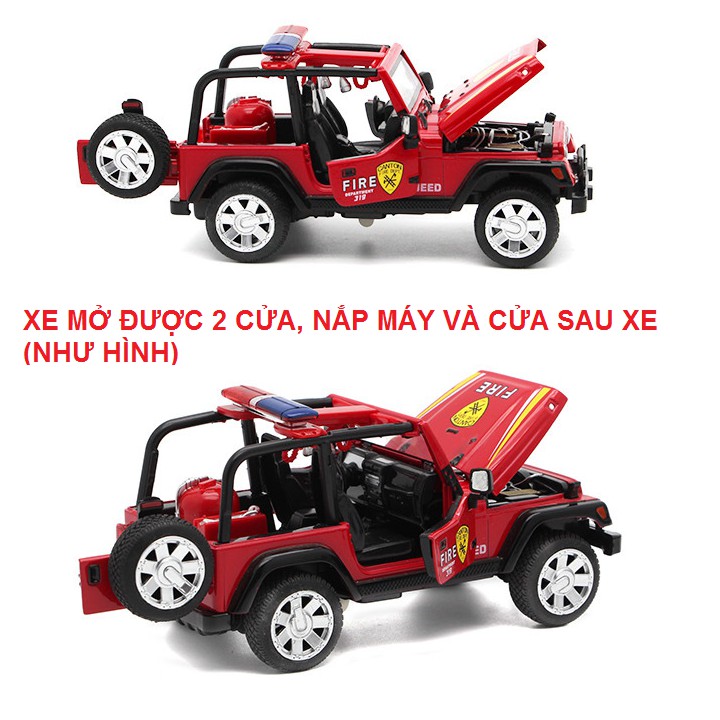 Xe ô tô cứu hỏa Jeep 1:32 bằng hợp kim có đèn nháy và âm thanh cảnh sát - mô hình xe đồ chơi trẻ em