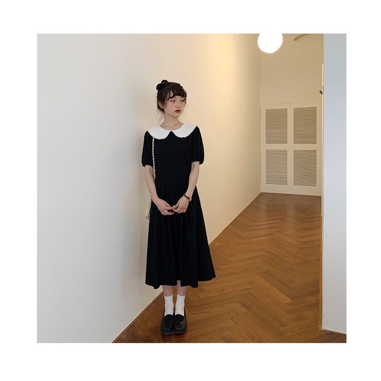 Váy nữ tiểu thư, váy dài đen cổ bèo Hàn Quốc E3 thời trang nữ emmei | BigBuy360 - bigbuy360.vn
