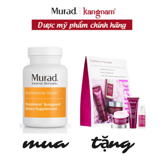 Viên uống chống nắng nội sinh Murad Pomphenol Sunguard Dietary Supplement 60 viên TẶNG Set cấp ẩm Hydration Handled