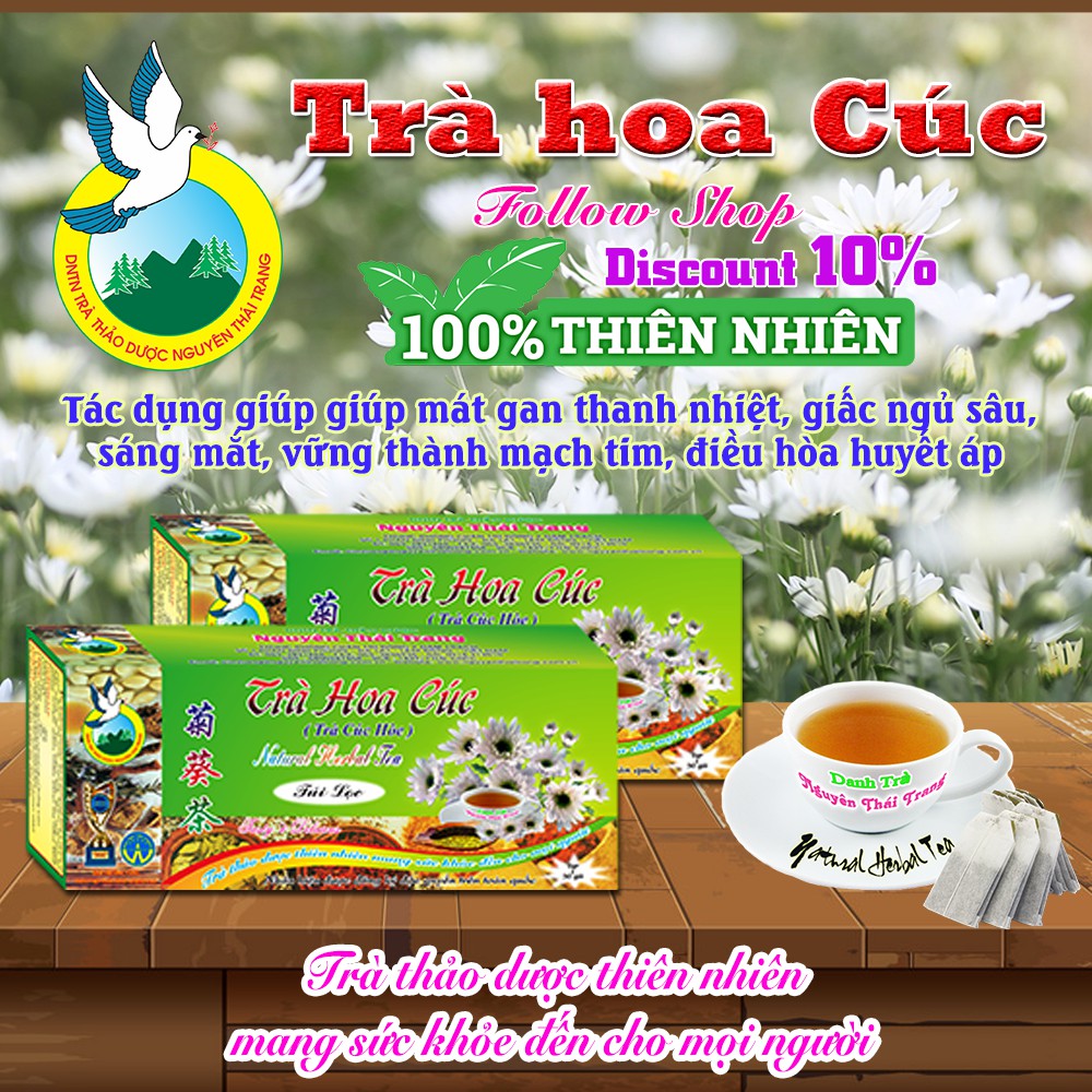 Trà Hoa Cúc Thanh Nhiệt Ngủ Ngon (Hôp 50 Túi Lọc X 2g) - Nguyên Thái Trang – Thảo Dược Thiên Nhiên - Tốt Cho Sức Khỏe