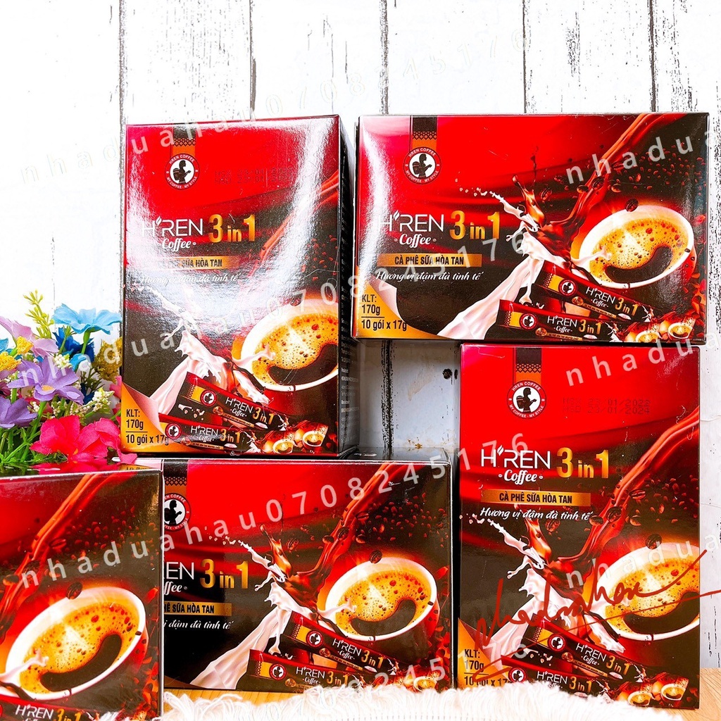 Một hộp cafe sữa hòa tan Hren đặc sản ĐăkLăk hộp 10 gói x17gam