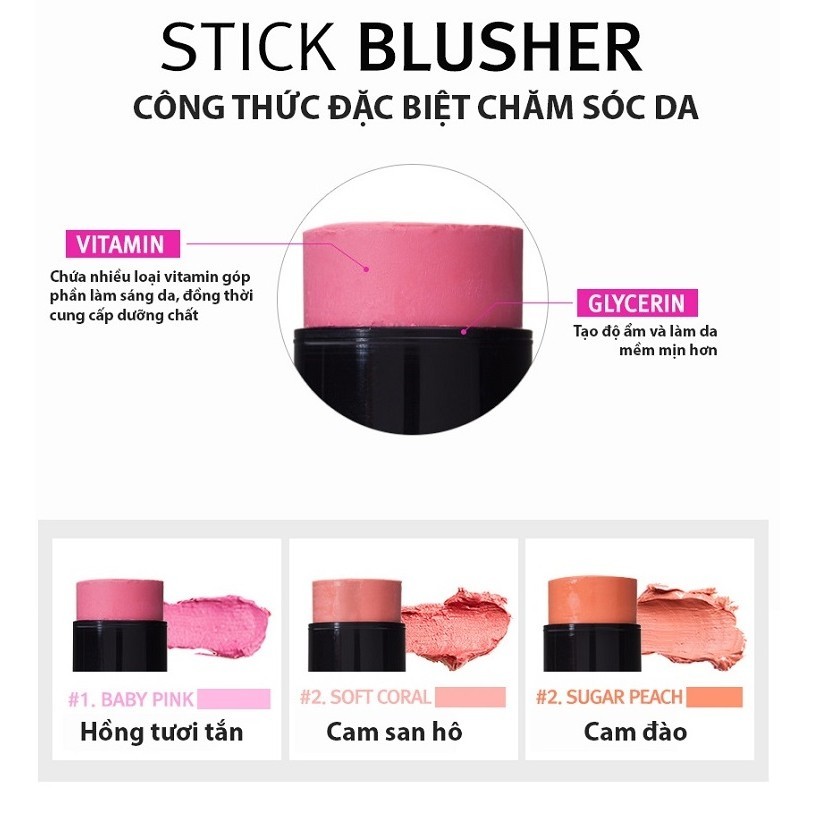 Kem má hồng cao cấp Stick Blusher Skinaz Hàn Quốc chính hãng - 8g