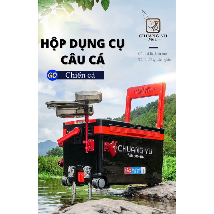 Thùng Câu Đài cao cấp Chuang Yu 42l , thiết kế bánh xe di chuyển tiện lợi, giữ nhiệt cực tốt , giải quyết mọi địa hình