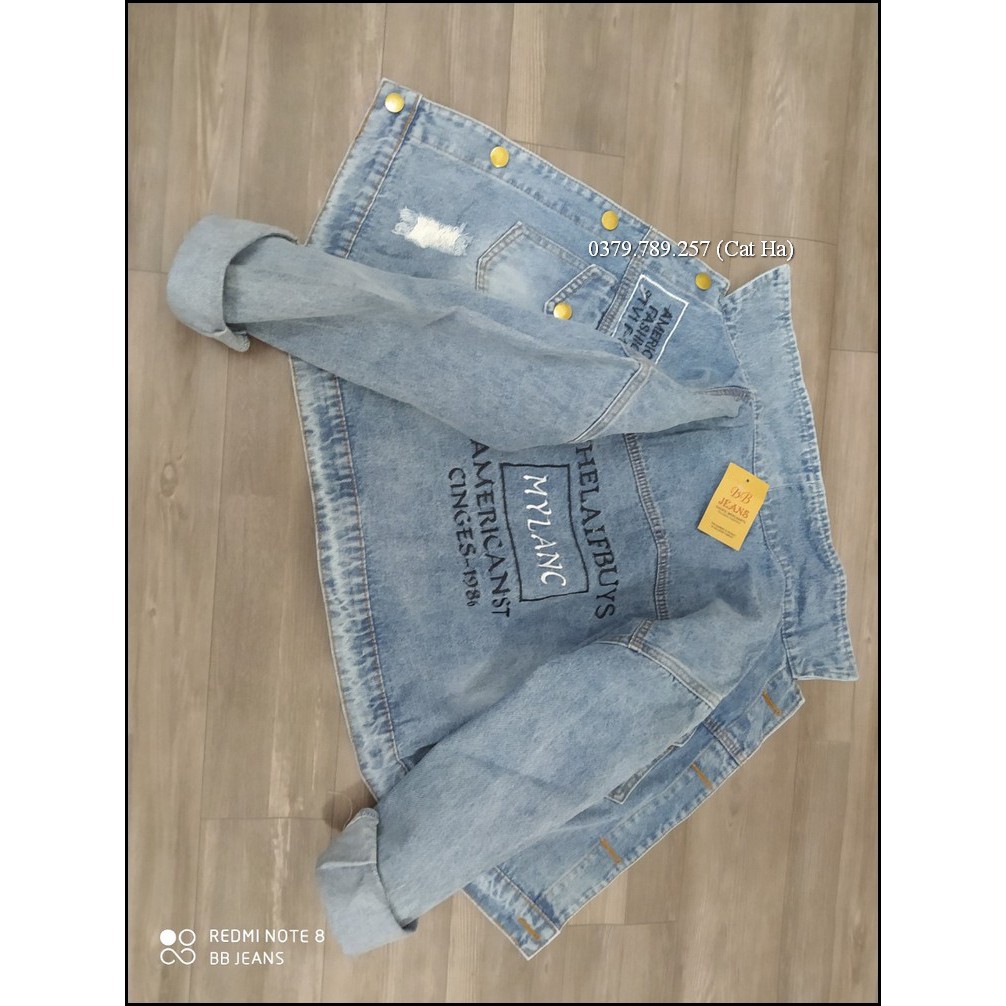 Aó khoác jean nữ xám xanh như hình form dưới 58Kg Mylanic BB23