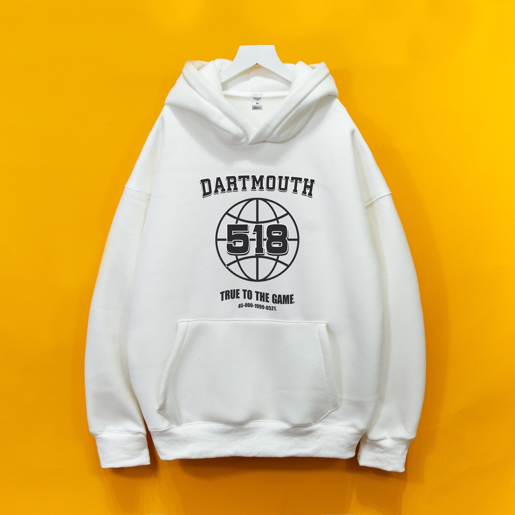 Áo nỉ Hoodie DARTMOUTH 518 Hogoto shop, áo nỉ bông cotton unisex nam nữ form rộng oversize chất liệu Cotton