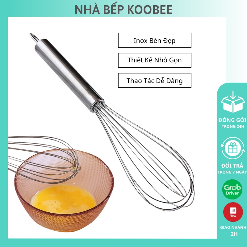 Cây đánh trứng cầm tay Inox - Đồ đánh trứng bằng thép không gỉ sáng bóng bền đẹp KooBee (PKB02)