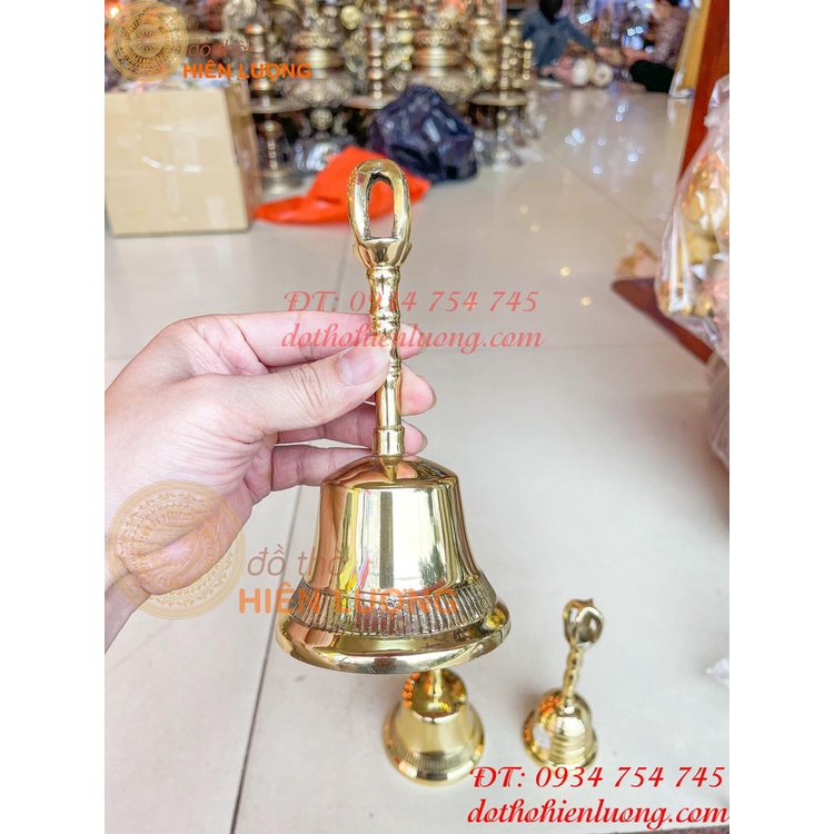 Chuông Lắc Cầm Tay Đài Loan Bằng Đồng Loại Đẹp 3 cỡ - Chuông Cầm Tay Có Cán
