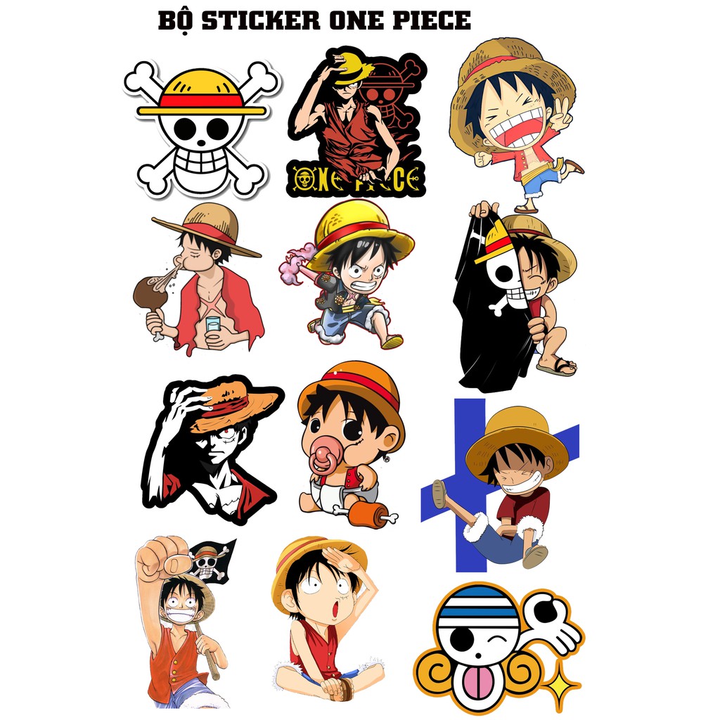 Bộ 12 miếng Sticker  LỚN chủ đề doraemon kute . corgi . one piece  dán nón bảo hiểm chống thấm nước kích thước từ 7 -8cm