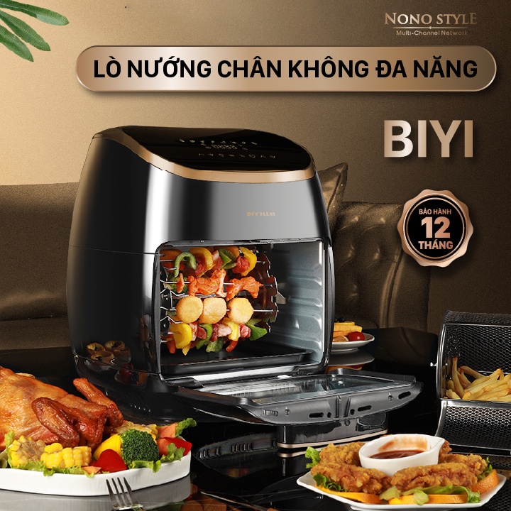 Lò nướng chân không 11 Lít BIYI AF60A - Đa chức năng nướng xiêng thịt, rã đông, lồng quay 360 - BH 12 THÁNG