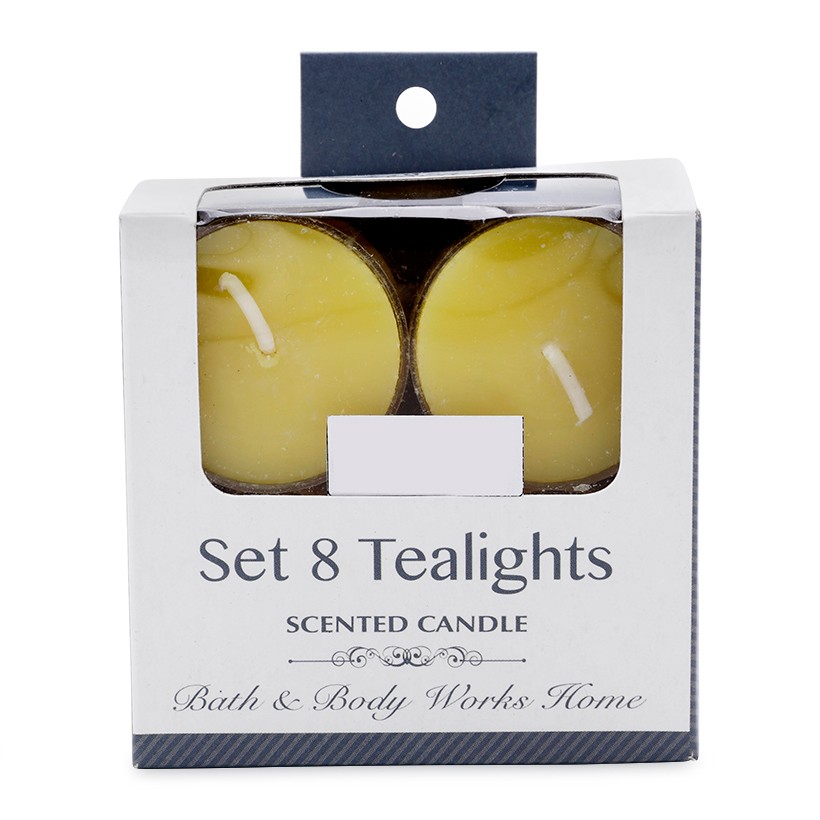 Hộp 8 nến tealight thơm đế nhựa Eden Candle FTRAMART NQM2059 (Vàng chanh, hương sả chanh)