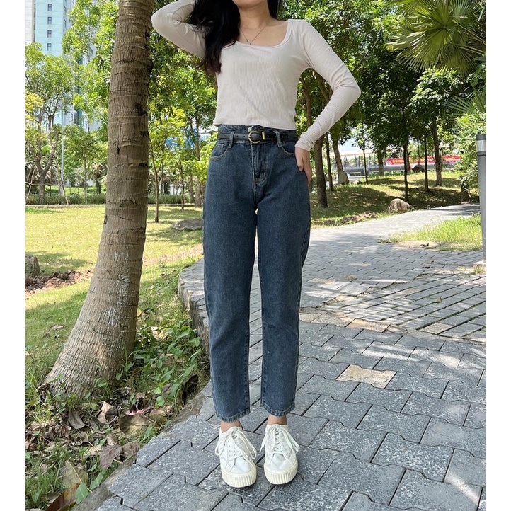 Quần baggy jeans xanh tây B124