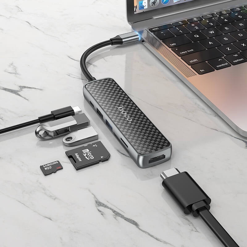 HUB USB-C RA HDMI - THẺ NHỚ - USB 3.0 HOCO HB24