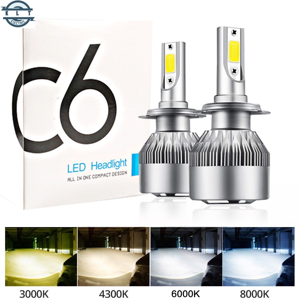 【KLT】2Pcs  Đèn pha Led nguyên bản C6 H4 H7 H11 H1 HB3 H3 9005 9006 HB4 COB 3000K 4300K 6000K 8000K