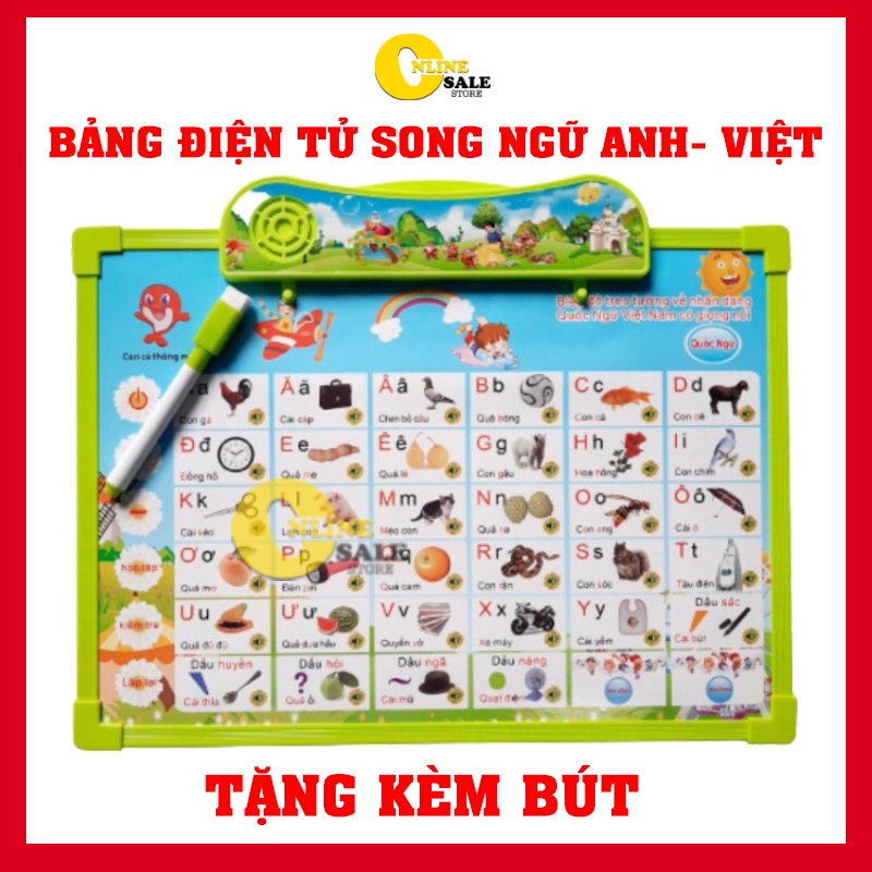 [MỚI][Tặng Kèm Bút] Bảng học điện tử song ngữ Việt Anh Cho bé tập đọc luyện nói, nhận biết chữ qua nhiều chủ đề-MHTT