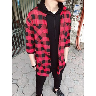 Áo Flannel Sơ Mi Caro Đỏ Đen