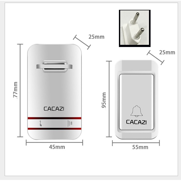 Chuông cửa không dây Cacazi không dung pin chống nước, cực tốt