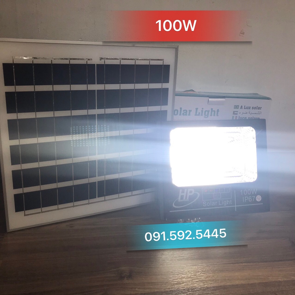 Đèn Led Pha Năng Lượng Mặt Trời 300W, 200w 100W,IP67, Sáng Liên Tục,Có Chế Độ Báo Pin Sạc Đầy.
