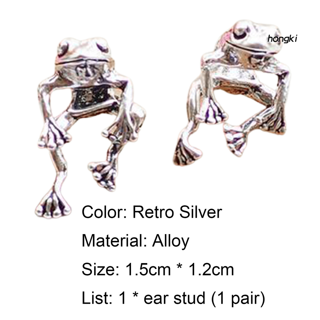 Đôi bông tai bằng bạc hình chú ếch dễ thương phong cách cổ điển phù hợp khi đi nghỉ mát