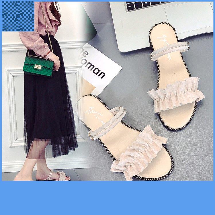 Giày sandal đế bệt hở ngón hai quai thời trang mùa hè cho nữ