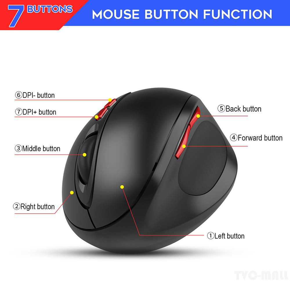 HXSJ 2.4G Wireless Prevention Ergonomic Black Vertical Mouse