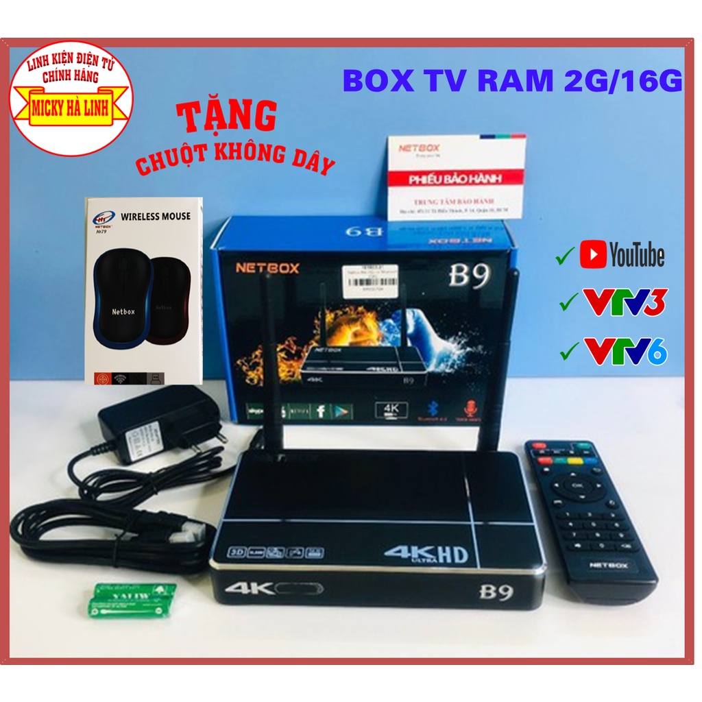 [Mã 159ELSALE hoàn 7% đơn 300K] [Chính Hãng] BOX TV RAM 2G Chạy mượn mà, bộ ứng dụng đa dạng Netbox b9