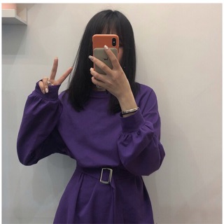 Đầm thun dáng suông kèm đai