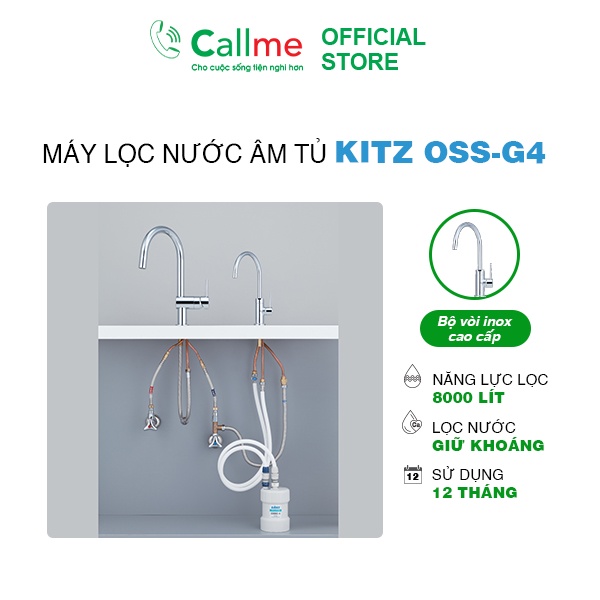 Máy lọc nước lắp dưới bồn rửa Callme (KITZ-G4-E) kèm vòi cong, không dùng điện, nước sau lọc có thể uống trực tiếp