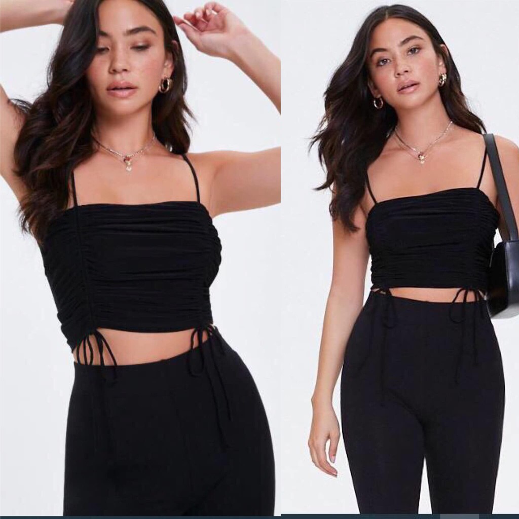 [FREESHIP - ẢNH CHÍNH CHỦ] Áo crop 2 dây rút F21 xuất dư