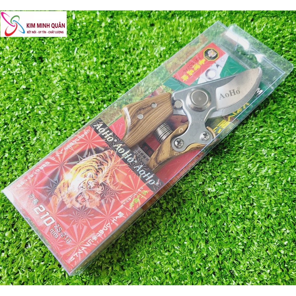 Kéo Cắt Cành Thép SK5 Cán Vân Gỗ 210mm AOHO