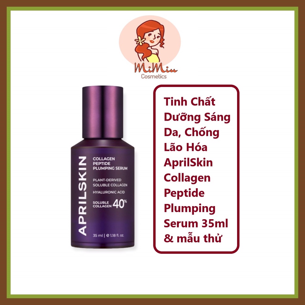 (Chai Full &amp; mẫu dùng thử ) Tinh Chất Dưỡng Sáng Da, Chống Lão Hóa AprilSkin Collagen Peptide Plumping Serum