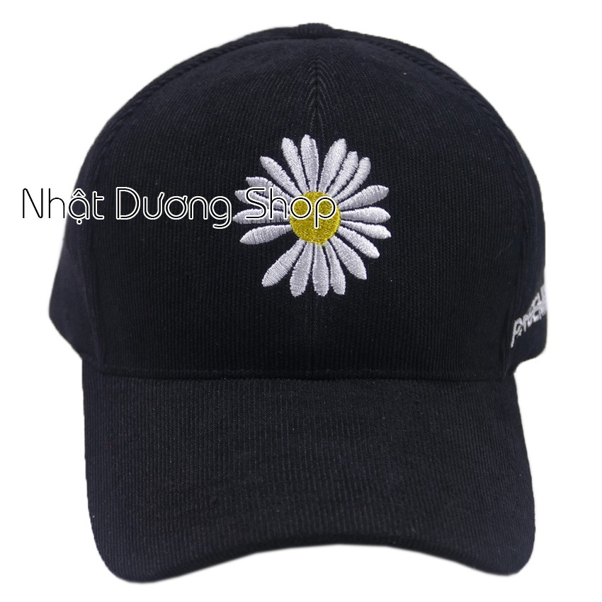 Nón kết vải nhung tăm gân nổi hoa cúc họa mi rơi cánh cao cấp thích hợp cho nam và nữ