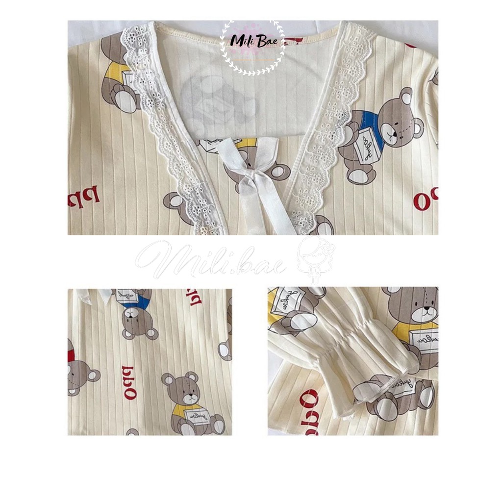 Đồ Ngủ Nữ Pijama Tiểu Thư Chất Cotton Hàn Hình Dễ Thương Bộ Mặc Nhà Dài Tay Thu Đông Hàng Quảng Châu Mili Bae (order) | BigBuy360 - bigbuy360.vn