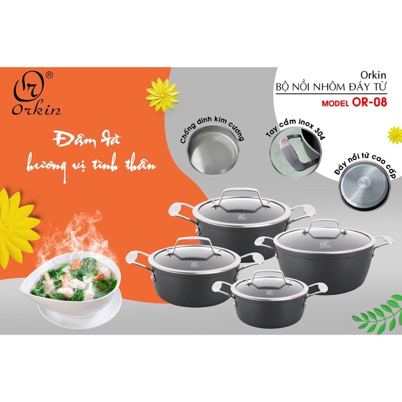 Bộ nồi cao cấp Orkin Thái Lan phủ tráng kim cương