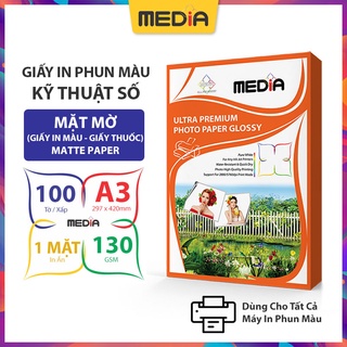 Giấy In Màu Media 1 Mặt Mờ A3 130gsm 100 Tờ